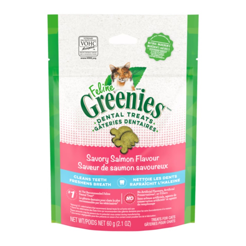 Greenies Savory Salmon Flavor Cat Dental Treats 2.1Oz