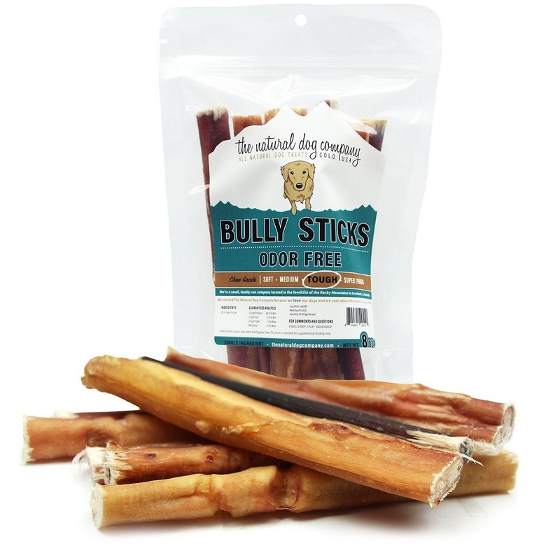 The Natural Dog Company Bully Sticks Odor Free 6 Dog Treats 8OZ