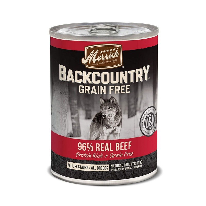 Merrick Backcountry Grain Free Wet Dog Food 96% Real Beef 12.7oz