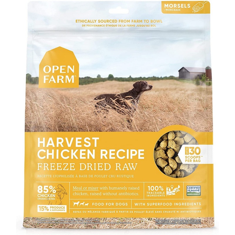 Open Farm Freeze-Dried Raw Dry Dog Food – Harvest Chicken – 13.5oz Bag