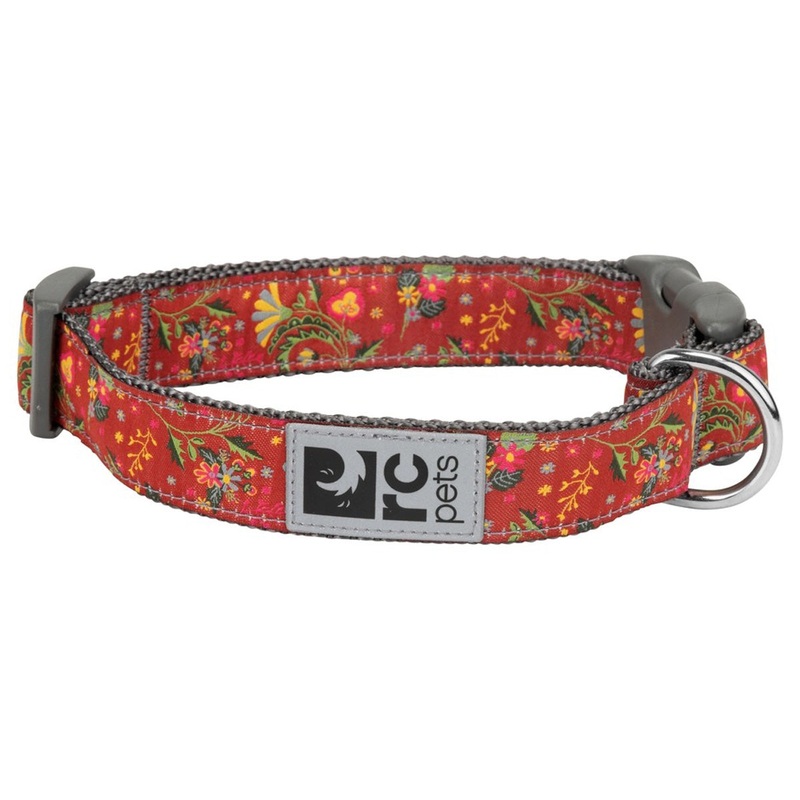 RC Pets Clip Dog Collar Clay Floral Large 1 Width 15-25 Neck