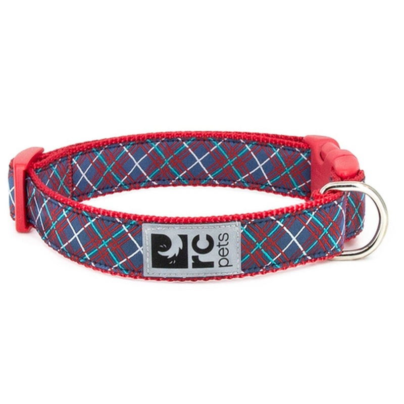 RC Pets Clip Dog Collar Navy Tartan Large 1 Width 15-25 Neck