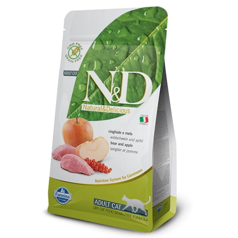 Farmina N&D Grain-Free Boar & Apple Adult Cat Recipe 3.3lb