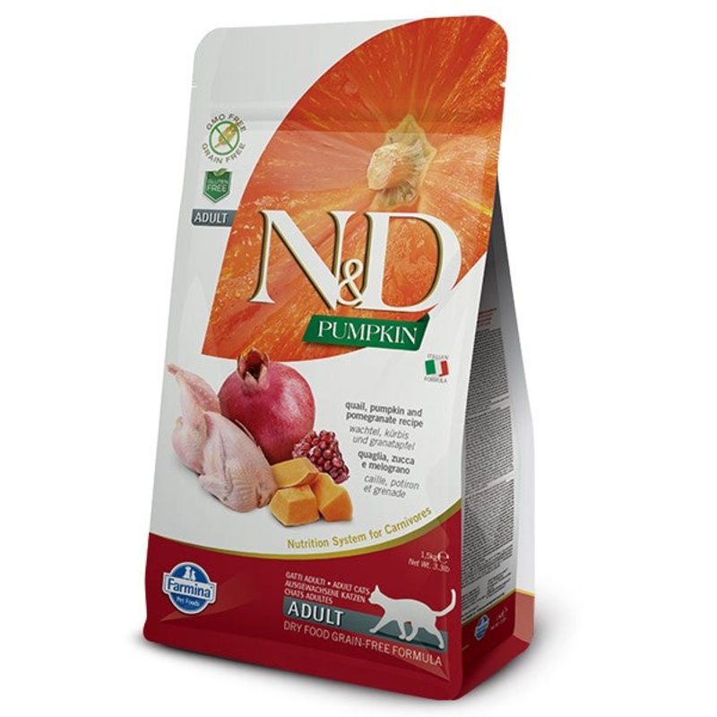 Farmina N&D Pumpkin Grain Free Dry Cat Food – Quail, Pumpkin & Pomegranate – 3.3lb