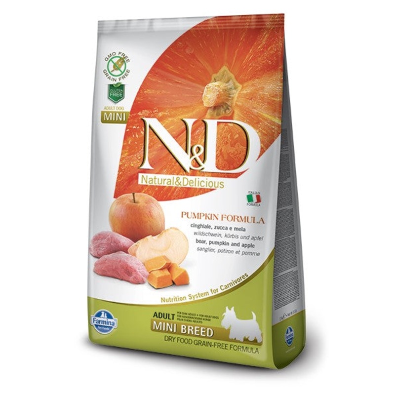 Farmina N&D Pumpkin Grain-Free Dry Dog Food – Boar & Apple, Mini Kibble – 15.4lb