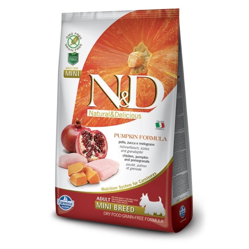 Farmina N&D Pumpkin Grain-Free Dry Dog Food – Chicken & Pomegranate, Mini Kibble – 5.5lb