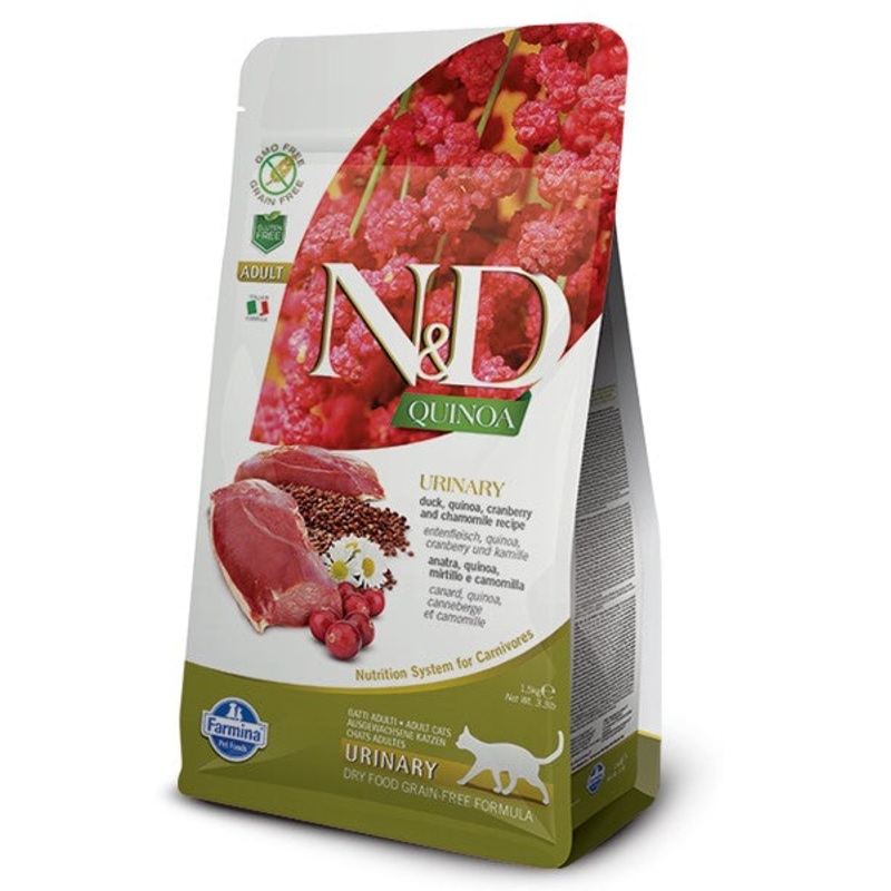 Farmina N&D Quinoa Functional Urinary Dry Cat Food – Duck, Quinoa, Cranberry & Chamomile – 3.3lb