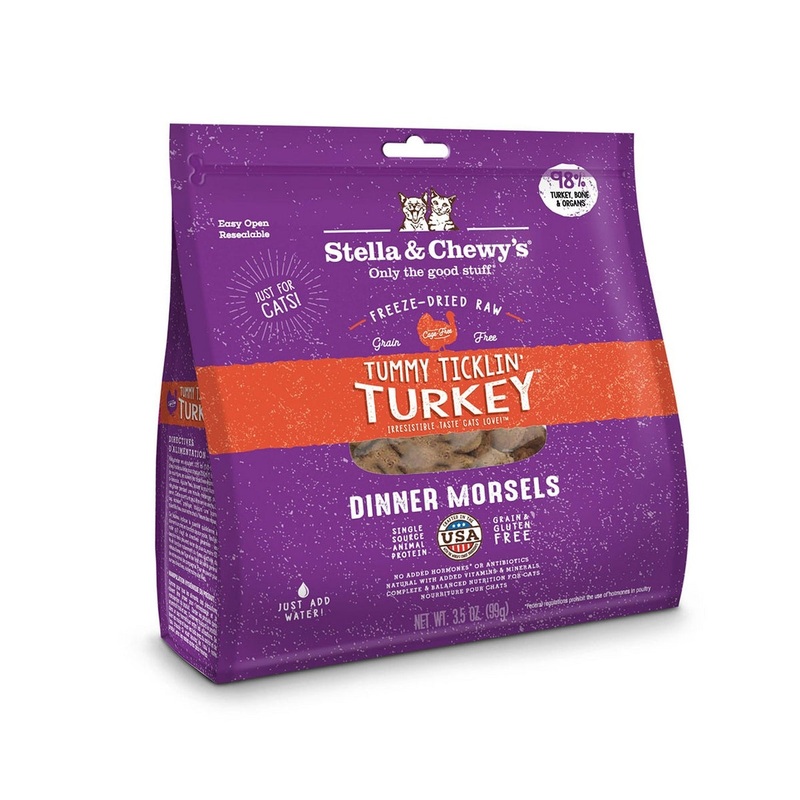Stella & Chewy’s Dinner Morsels Tummy Ticklin Turkey Freeze-Dried Raw Dinner Morsels Cat Food 3.5oz