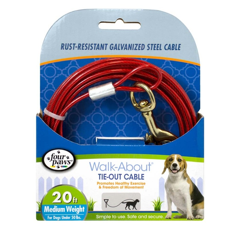 Four Paws Medium Weight Tie-Out Cable Red 20′