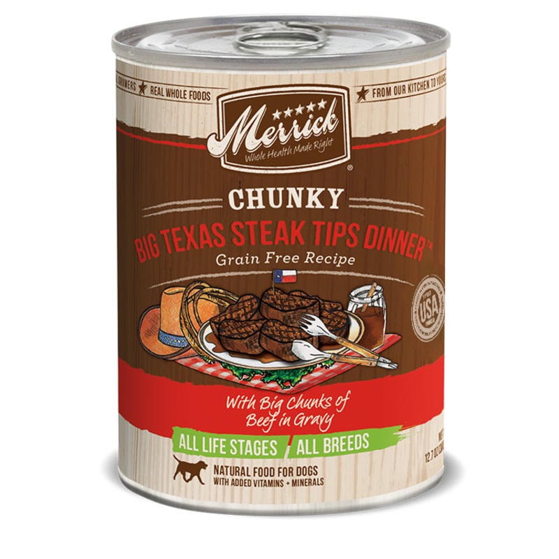 Merrick Chunky Big Texas Steak Tips Dinner Grain Free Recipe 12.7oz