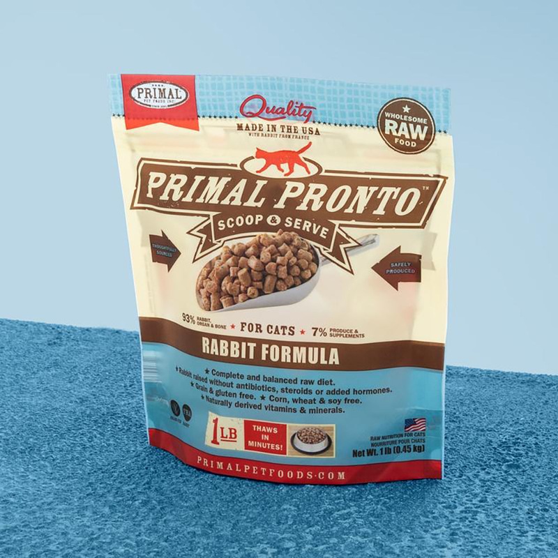 Primal Raw Frozen Pronto Rabbit Formula Cat Food 1lb