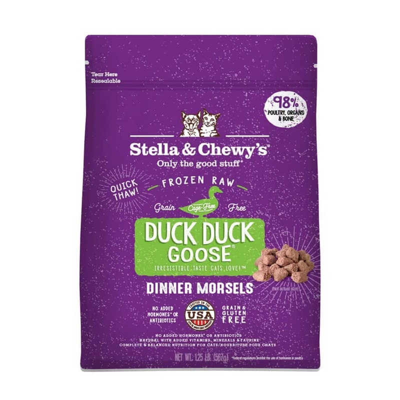 Stella & Chewy’s Dinner Morsels Duck Duck Goose Frozen Raw Dinner Morsels Cat Food 1.25lb