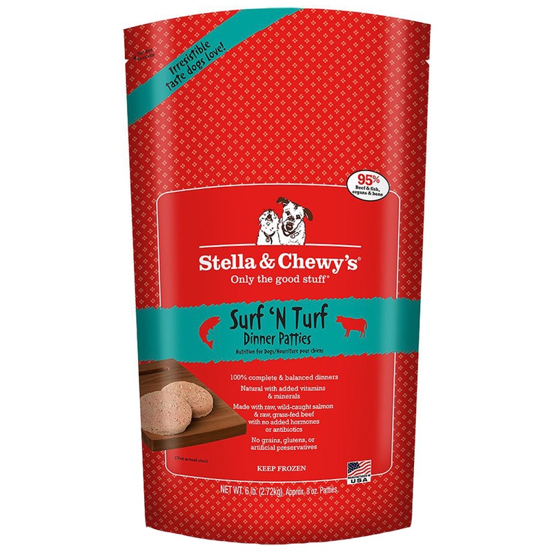 Stella & Chewy’s Surf’N Turf Frozen Raw Dinner Patties Dog Food 6lb