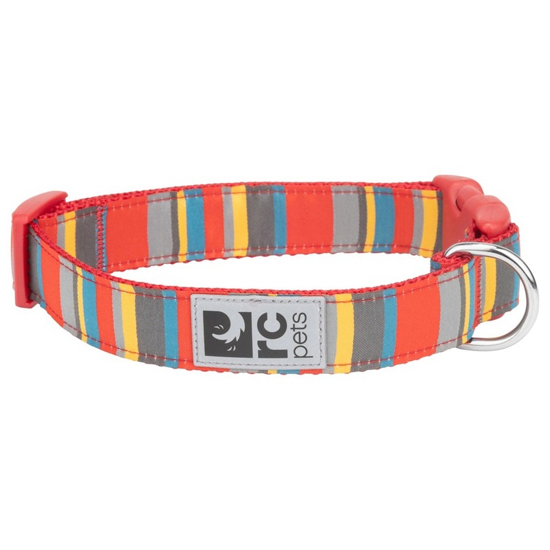 RC Pets Primary Clip Collar Multi Stripes Small 3/4 Width