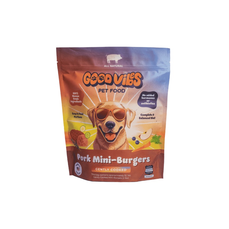 Good Vibes Pork Gently Cooked Frozen Dog Food 2lb Bag