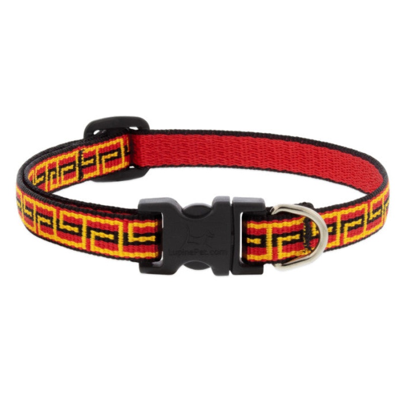 Lupine Adjustable Microbatch Dog Collar 1/2×10-16 Greek Key