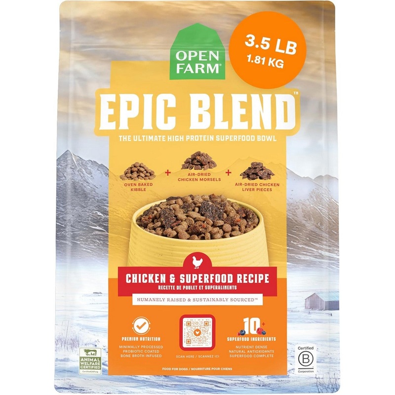 Open Farm Epic Blend Dry Dog Food – Chicken & Superfood – 3.5lb Bag