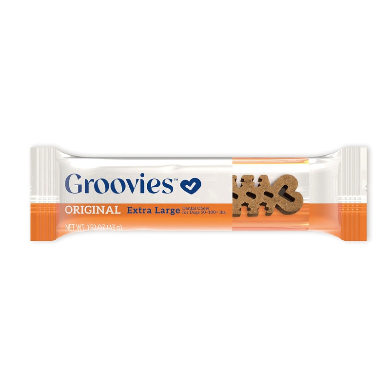 Groovies Dog Dental Chew X-Large Each – For Dogs 50-100+ lb