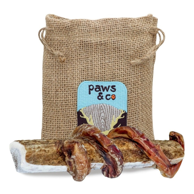 Paws & Co Bully Stick Wrapped Split Elk Antler Chews Large X-Large Dogs 7.25