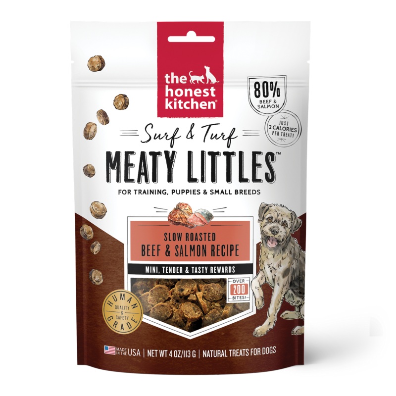 The Honest Kitchen Surf & Turf Meaty Littles Dog Treats – Beef & Salmon – 4oz Pouch