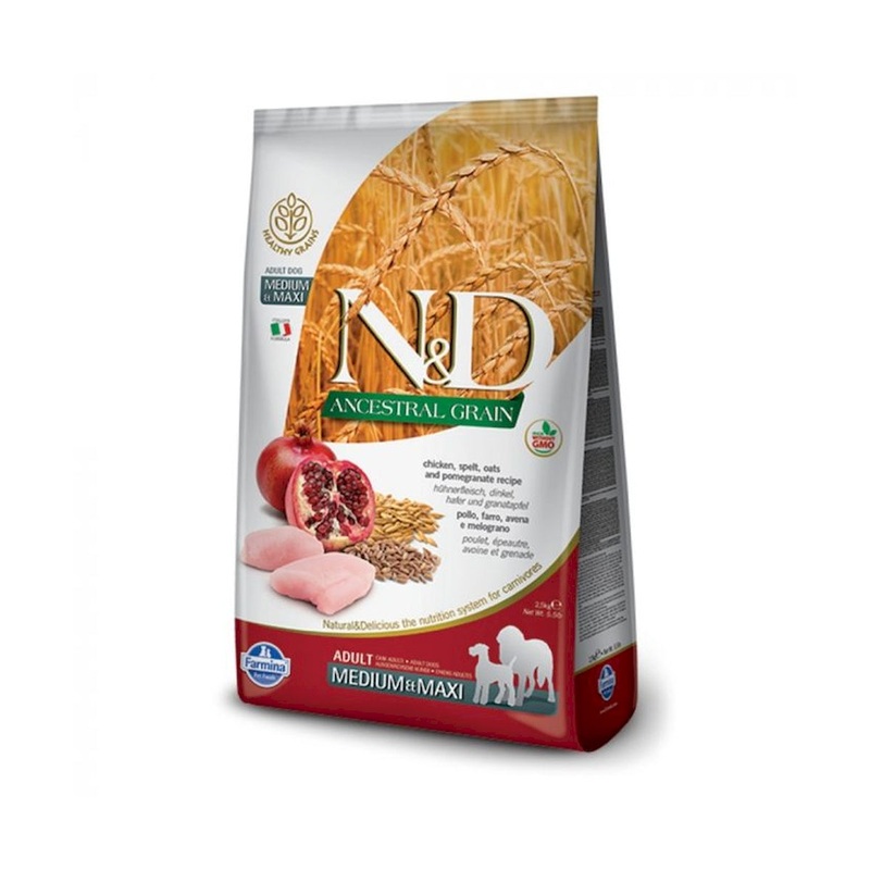 Farmina N&D Ancestral Grain Dry Dog Food – Chicken Oats & Pomegranate – 26.4lb