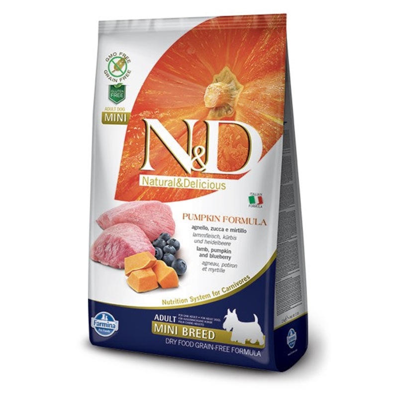 Farmina N&D Pumpkin Grain-Free Dry Dog Food – Lamb & Blueberry, Mini Kibble – 5.5lb