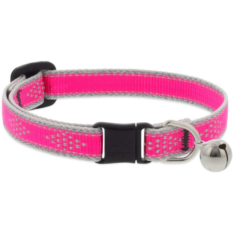 Lupine Reflective Cat Collar 1/2 Wide X 8-12 Size Neck Pink Diamond With Bell