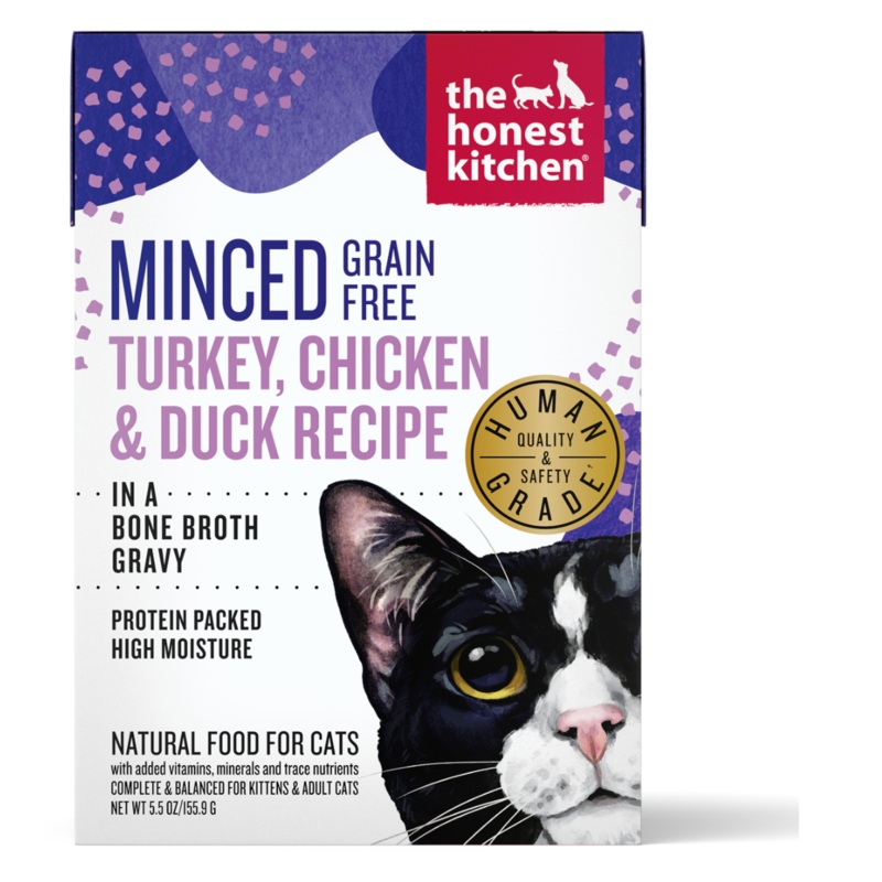 The Honest Kitchen Grain Free Wet Cat Food – Minced Turkey, Chicken, & Duck –  5.5oz