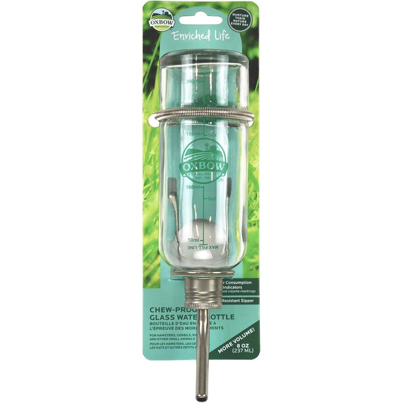 Oxbow Enriched Life Chew Proof Glass Water Bottle Small 8oz
