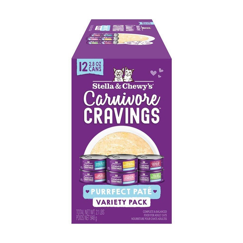 Stella & Chewy’s Carnivore Cravings Purrfect Pate Wet Cat Food – Variety Pack – 12 2.8oz Cans