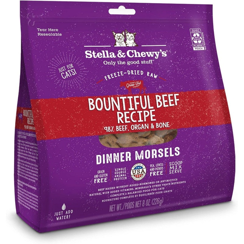 Stella & Chewy’s Dinner Morsels Freeze-Dried Raw Cat Food – Bountiful Beef – 8oz Bag