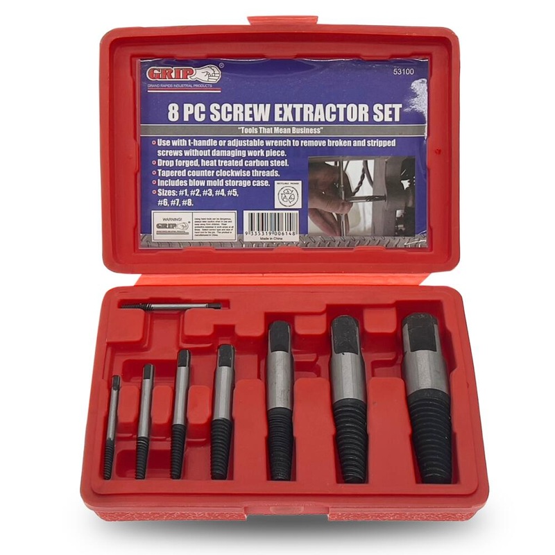 Grip 53100 8 Piece Jumbo Screw Extractor Set