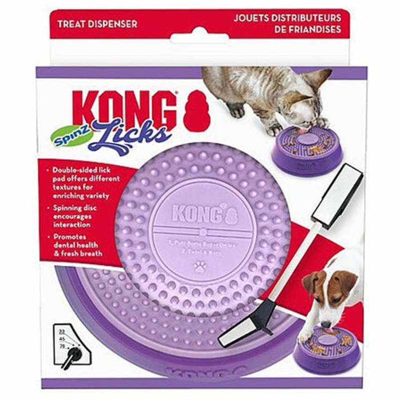 KONG Licks Spinz Disc Double Sided Small Slow Feeder Dog or Cat Toy