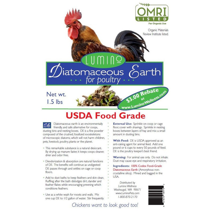 Lumino Wellness Food Grade Diatomaceous Earth for Poultry 1.5lb