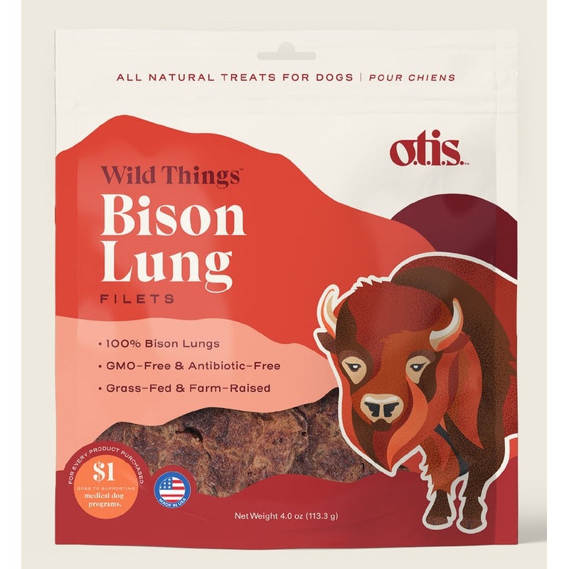 OTIS Wild Things Bison Lung Dog Treat 4oz