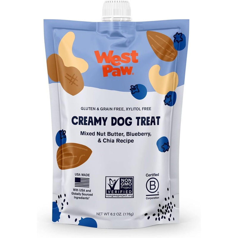 West Paw Creamy Treats Nut Butter Blueberry Chia Seed 6.2oz