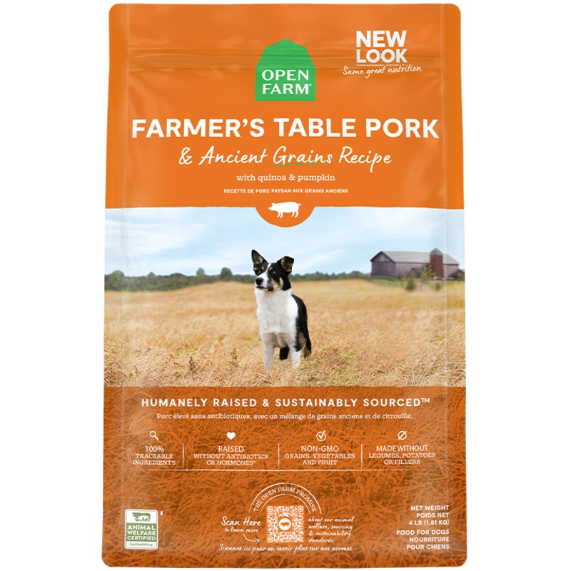 Open Farm Ancient Grains Dry Dog Food – Farmer’s Table Pork & Ancient Grains – 22lb Bag