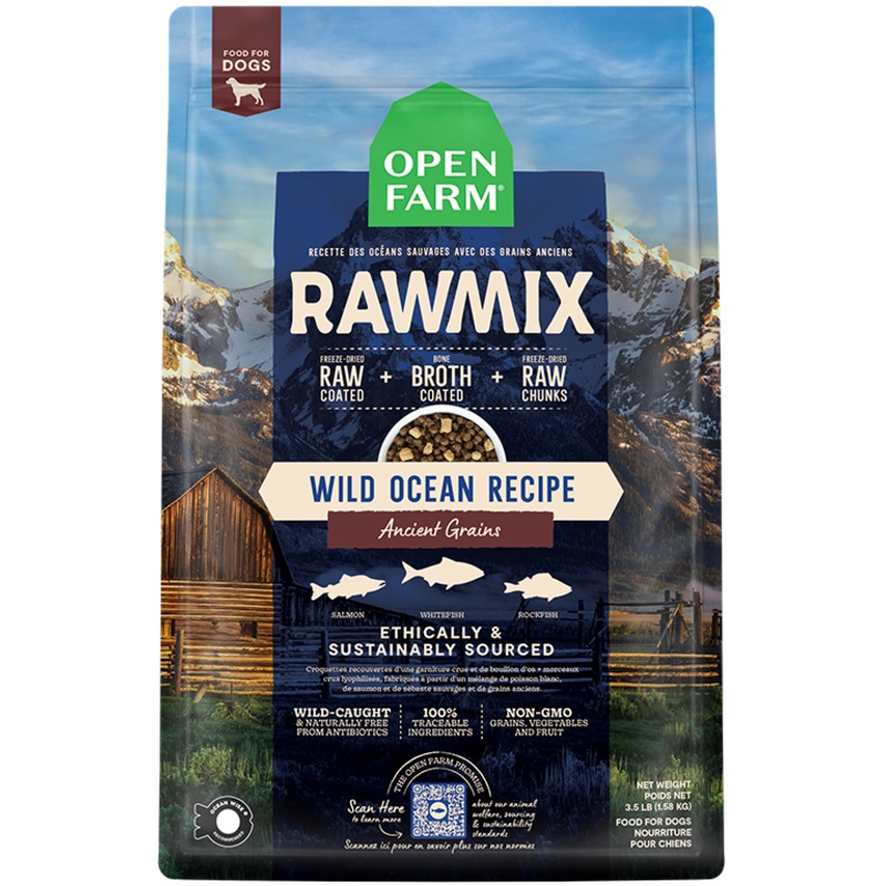 Open Farm RawMix Dry Dog Food – Wild Ocean Ancient Grains – 20lb Bag