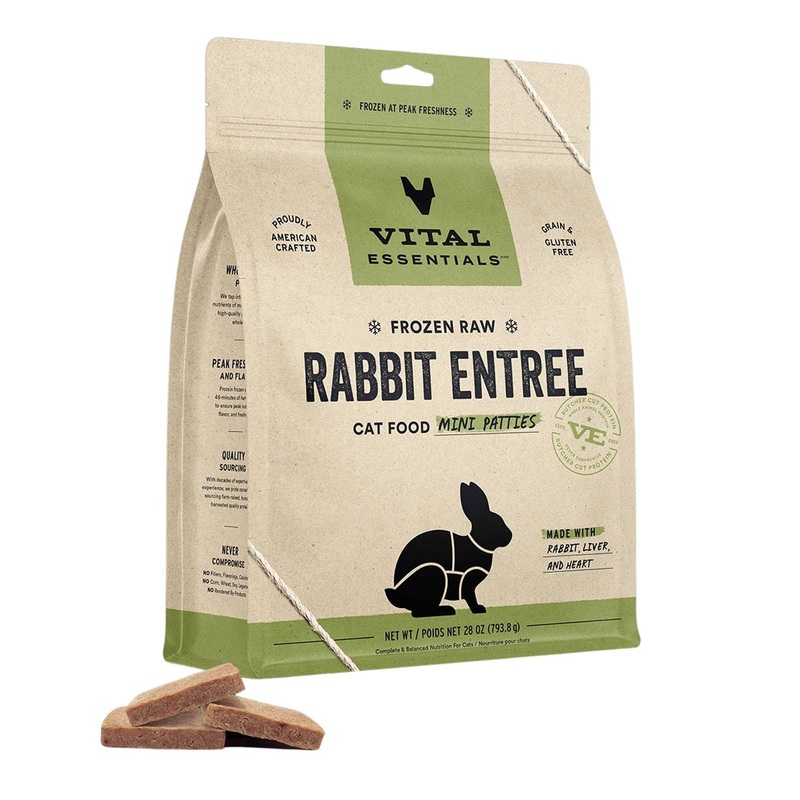 Vital Essentials Frozen Raw Mini Patties Rabbit Entree Cat Food 28oz