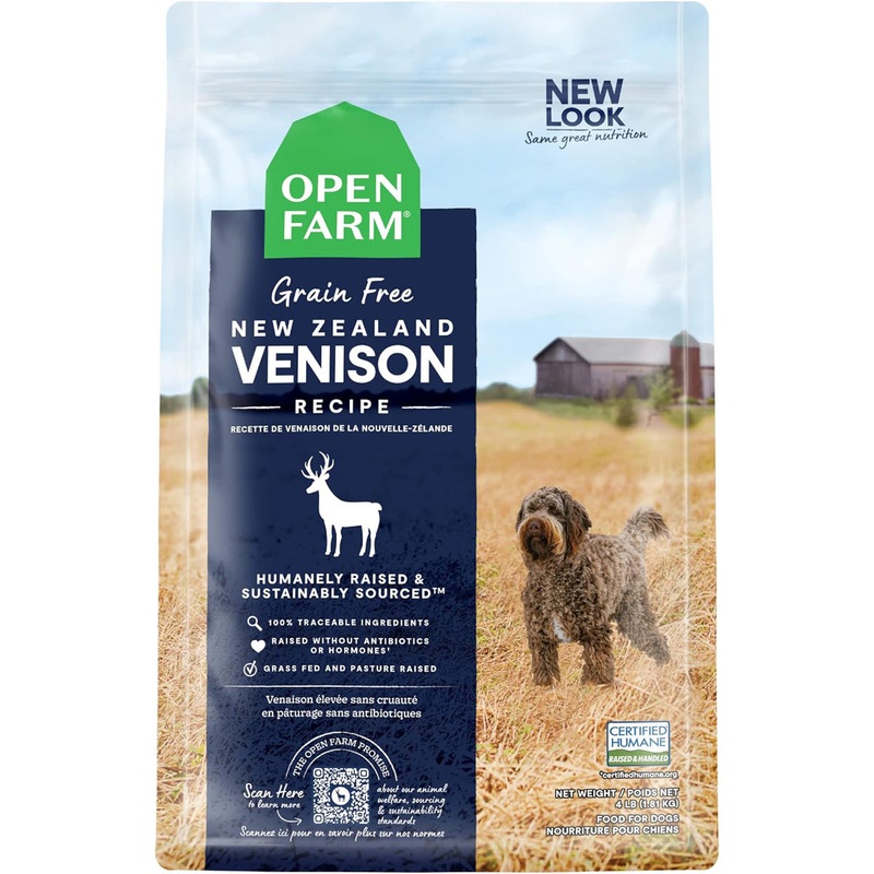 Open Farm Grain-Free Dry Dog Food – New Zealand Venison – 4lb Bag
