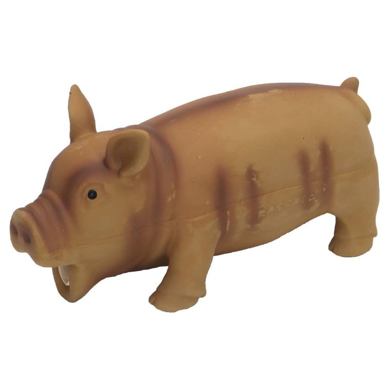 Rascals Latex Dog Toy Pig Brown 7.25