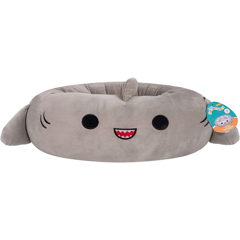 Squishmallows 30-Inch Gordon Shark Pet Bed Gray