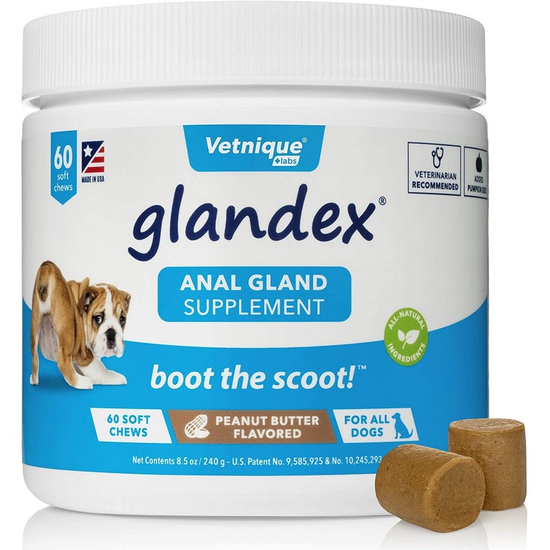 Glandex Anal Gland Peanut Butter Dry Dog Supplement 60Ct