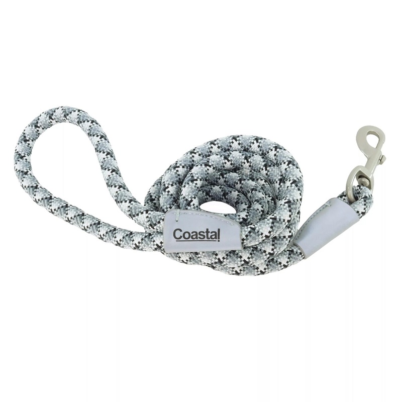 Coastal Pro Active Woven Reflective Rope Leash 1 x 6′ Grey Scale