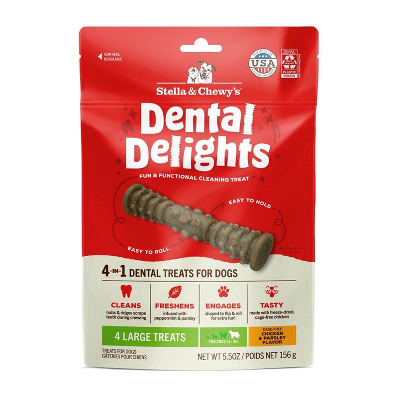Stella & Chewy’s Dental Delights Dog Treats Large 4 Count