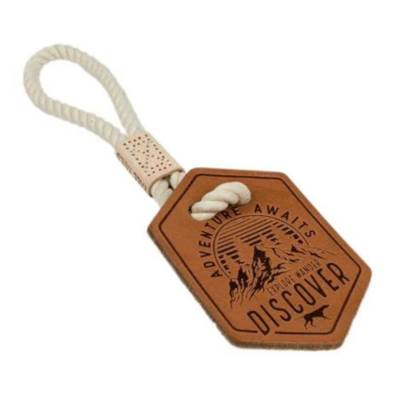 Tall Tails Leather Tug Adventure Awaits Dog Toy 13