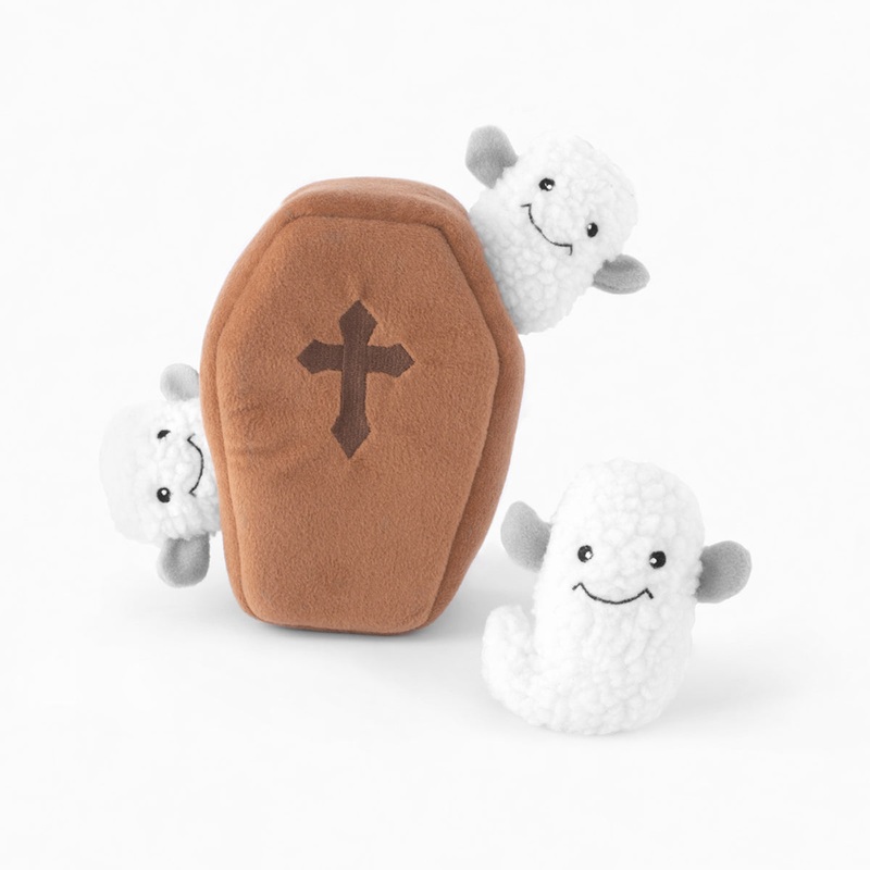 Zippy Paws Halloween Burrow – Coffin with Ghosts Dog Toy