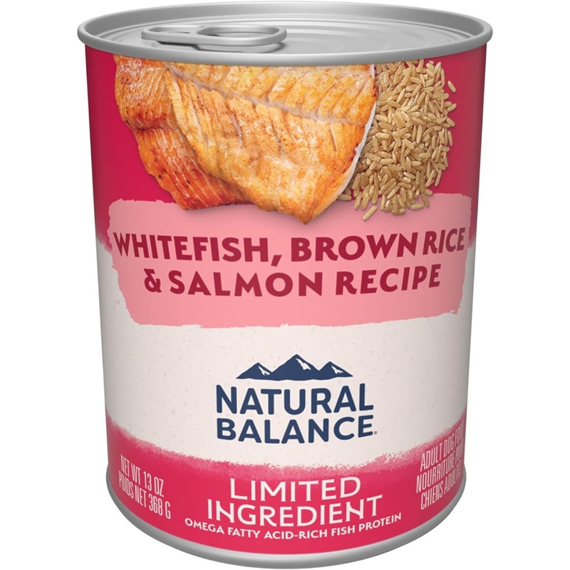 Natural Balance LID Limited Ingredient Diet Wet Dog Food – Whitefish Brown Rice & Salmon – 13oz Can