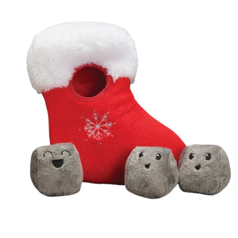 Patchwork Pet Stocking With Coal 10 Dog Toy