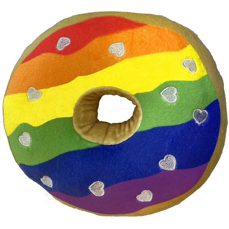 Huxley & Kent Lulubelles Power Plush Pride Donut Dog Toy with Squeaker Large